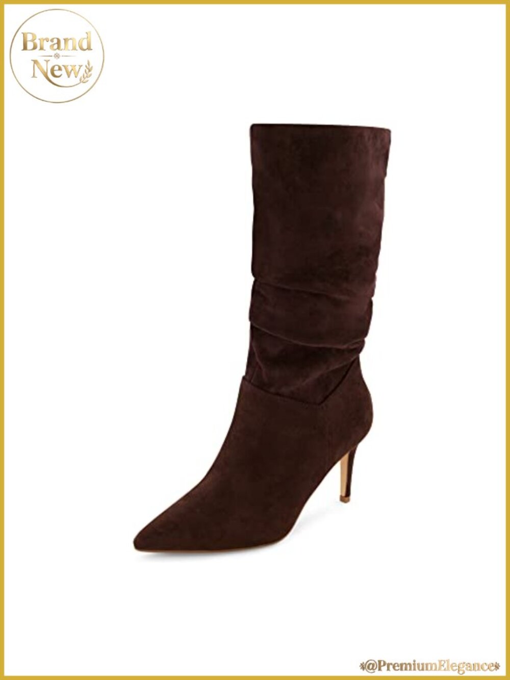 Vegan Suede Pointed Toe Mid-Calf Boots with Memory Foam